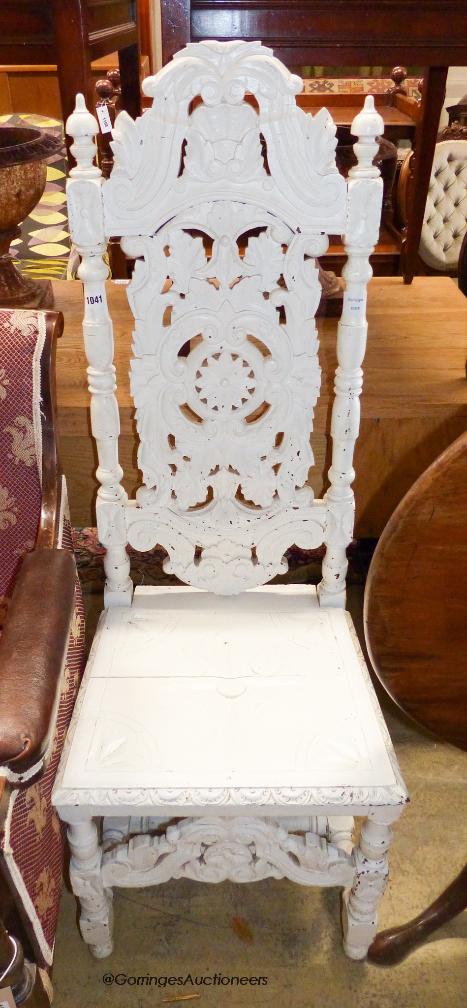 A 17th century style white painted side chair